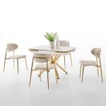 DIAMOND DINING SET WHITE MARBLE EFFECT GOLD