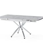 DIAMOND DINING TABLE GREY MARBLE CHROME