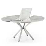 MANCHESTER DINING TABLE GREY MARBLE EFFECT CHROME