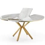MANCHESTER DINING TABLE GREY MARBLE EFFECT GOLD