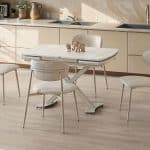 DIAMOND DINING TABLE WHITE MARBLE EFFECT TRAVERTEN